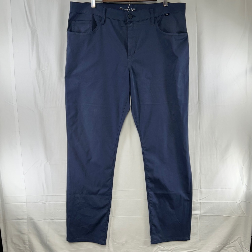 Travis Mathew Performance Pants Mens 38x32 Blue 5-Pocket Golf Chinos